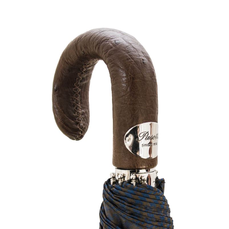 مظلة | 64 52682-3 s - مظلة قابلة للطي باللونين البني والبحري ومصنوعة من جلد النعام PASOTTI Z446V188